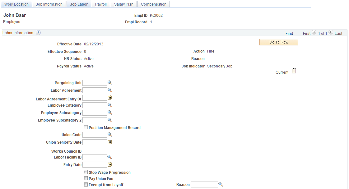 Job Labor page (1 of 3)