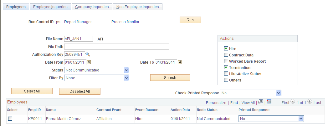 Create AFI File ESP - Employees page