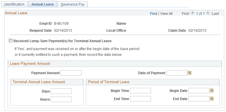 Setup Wage/Separation USF - Annual Leave page