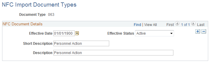 NFC Import Document Types page