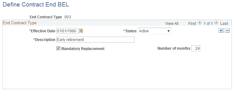 Define Contract End BEL page
