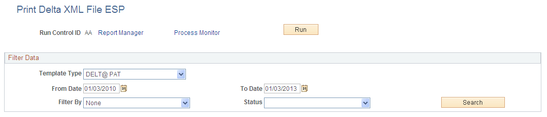 Print Delta XML File ESP page