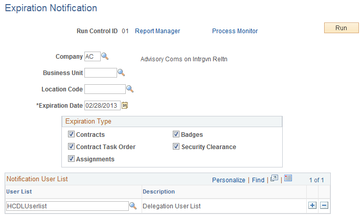 Expiration Notification page