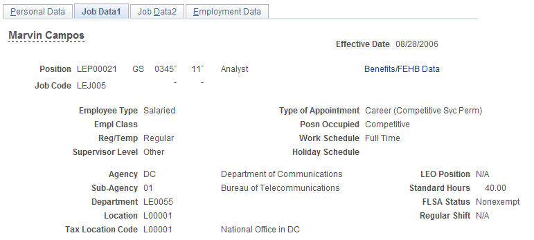 Personal Data - Job Data1 page