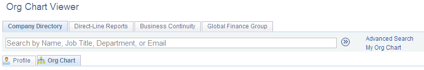 Org Chart Viewer search header that uses a single field search