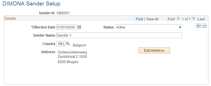 DIMONA Sender Setup page