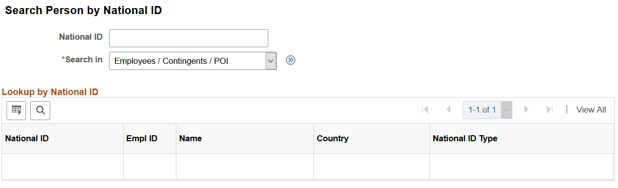 Search Person by National ID page