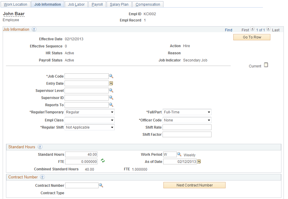 Job Information page (1 of 4)