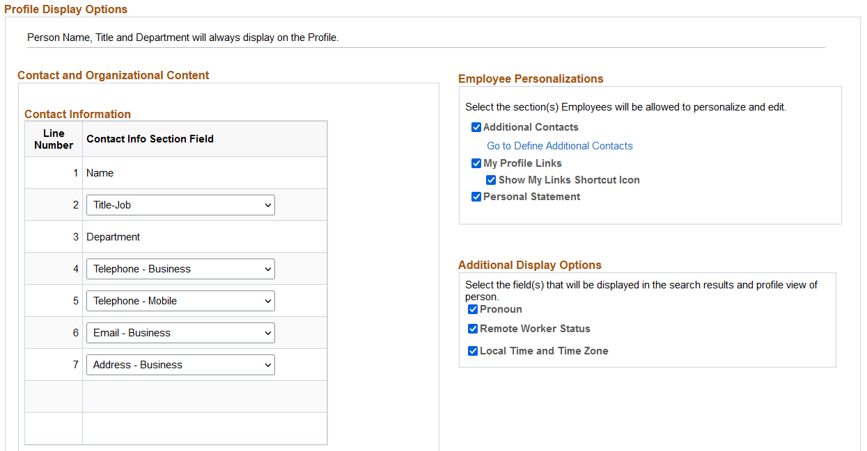 Chart and Profile Settings- Profile Content page (2 of 3)