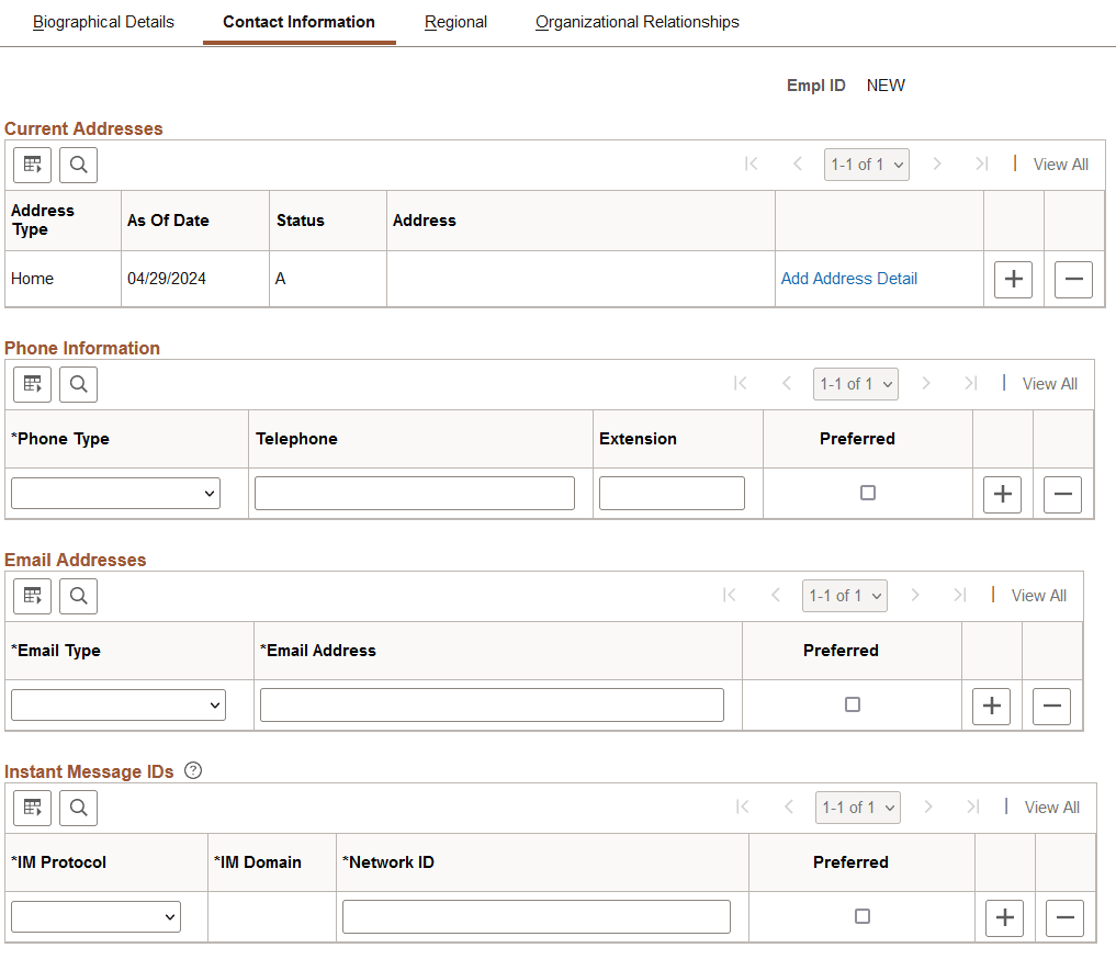 Contact Information page