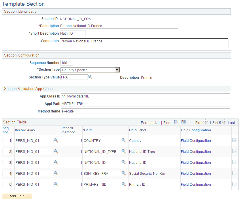 Template Section page
