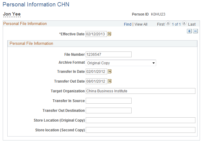 Personal Information CHN page