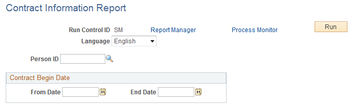Contract Information Report page