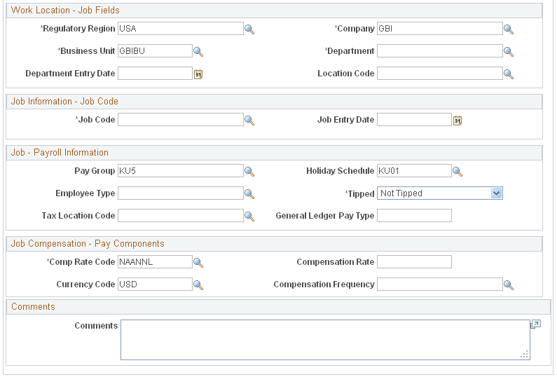 Example of the Enter Transaction Information page (2 of 2)