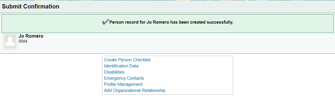 (USF) Submit Confirmation page for a federal employee