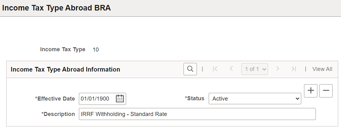Income Tax Type Abroad BRA page