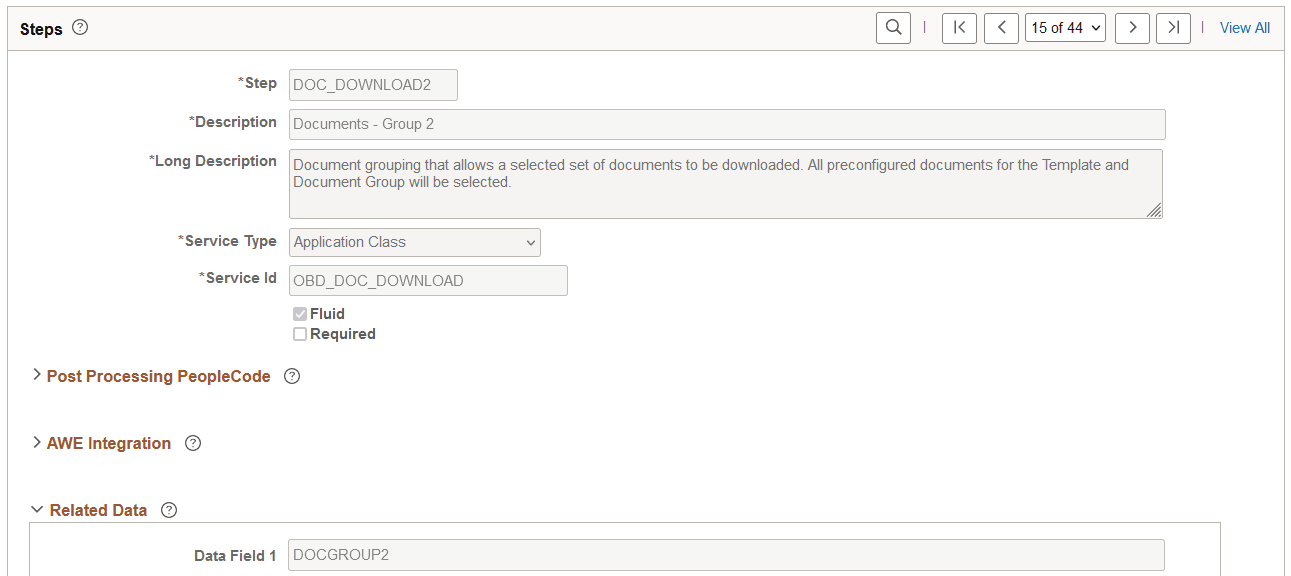 Example of associating a document group on the Categories - Steps page (2 of 2)