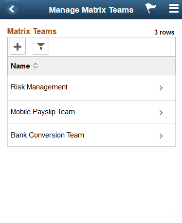 (Smartphone) Manage Matrix Teams page