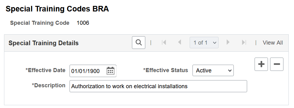 Special Training Codes BRA page