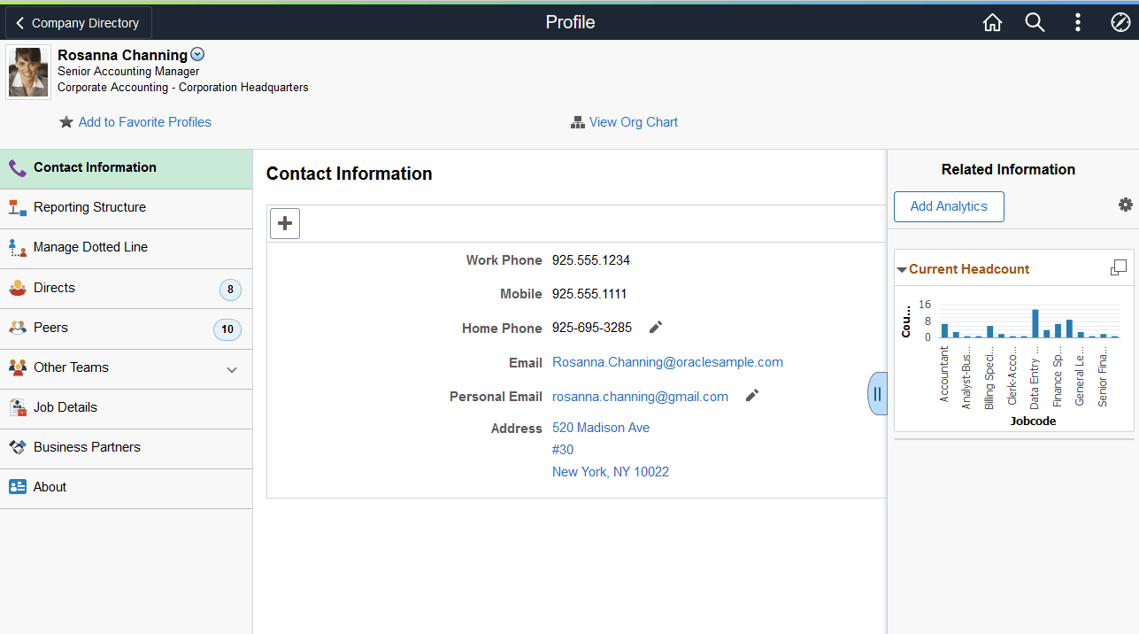 (Tablet) Supplementary Panel for the Company Directory - Profile page