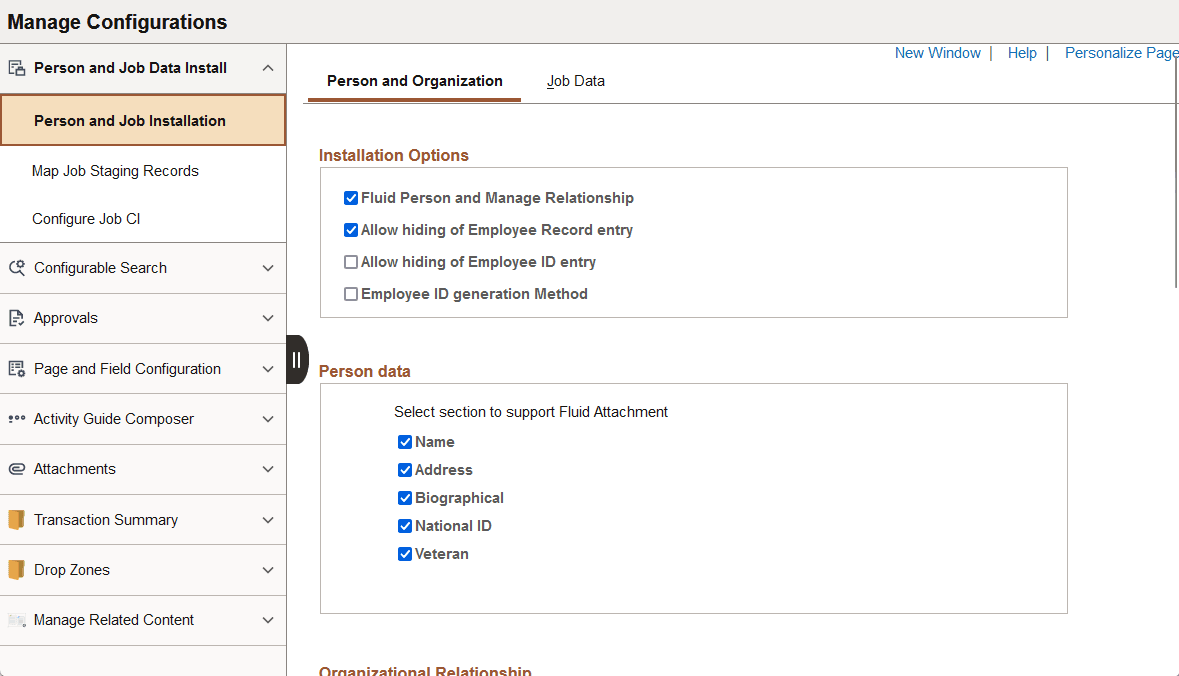 Manage Configurations application start page