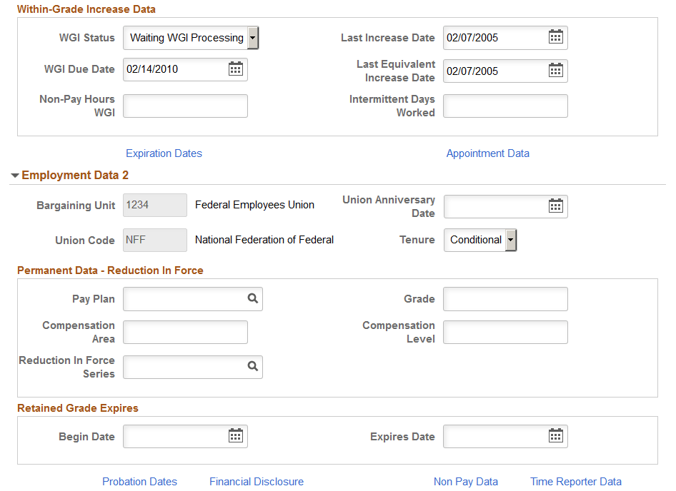Request Data - Employment Data page (2 of 2)