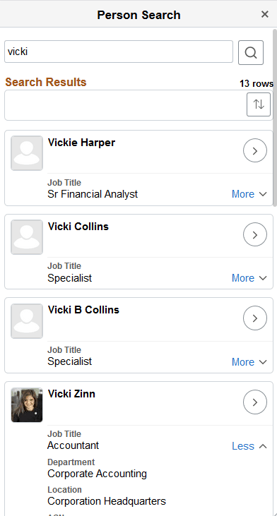 (Smartphone) Person Selector page