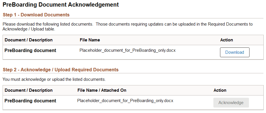 (Tablet) PreBoarding Document Acknowledgement page
