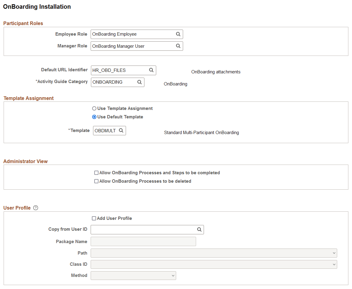OnBoarding Installation page