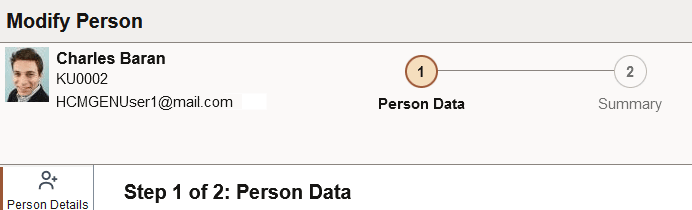 Example of the standard header in Person Data