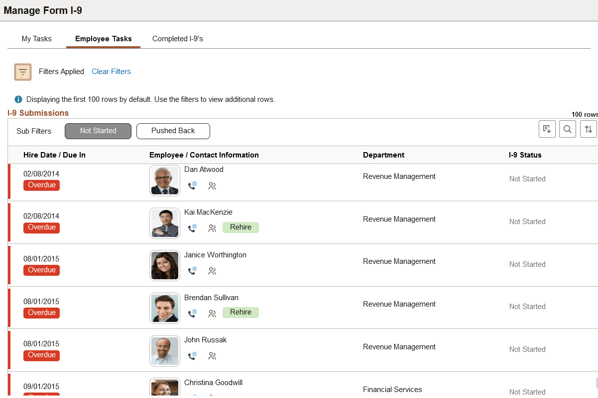 Employee Tasks Page