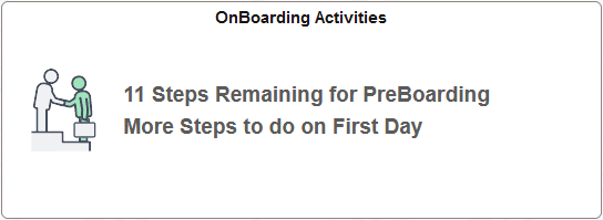 OnBoarding Activities tile showing the PreBoarding step status