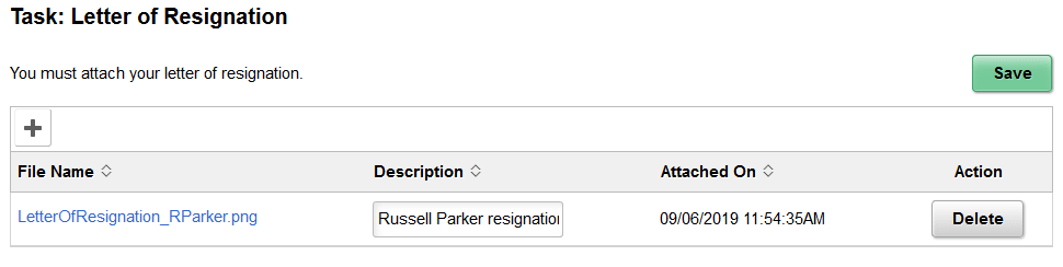 Letter of Resignation page (Voluntary step)
