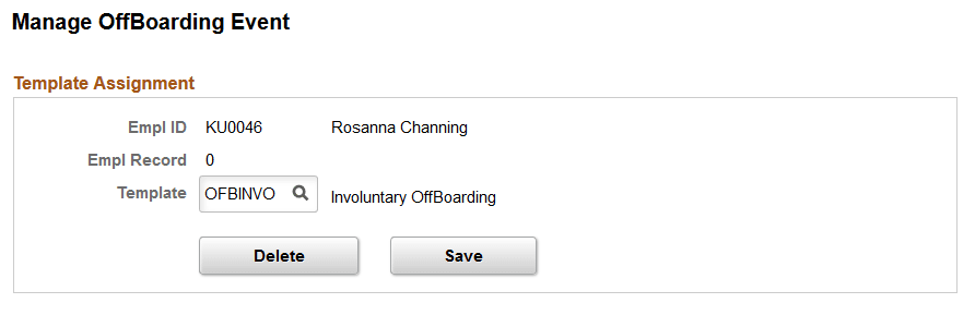 Manage OffBoarding Event page