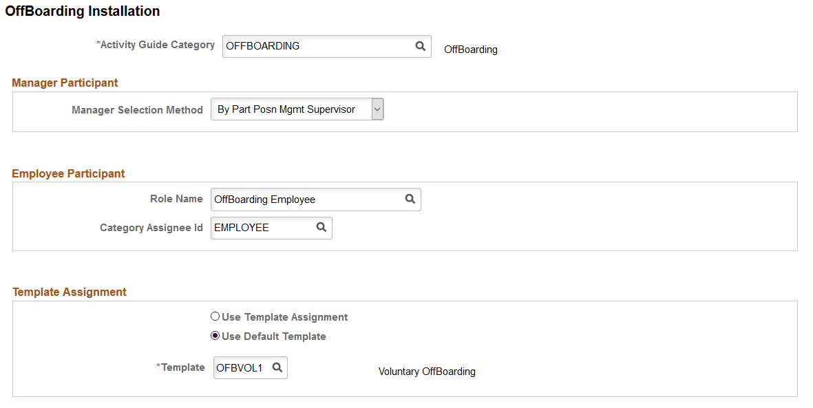 OffBoarding Installation page