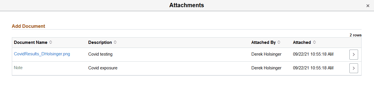 Attachments page for a Remote Worker request