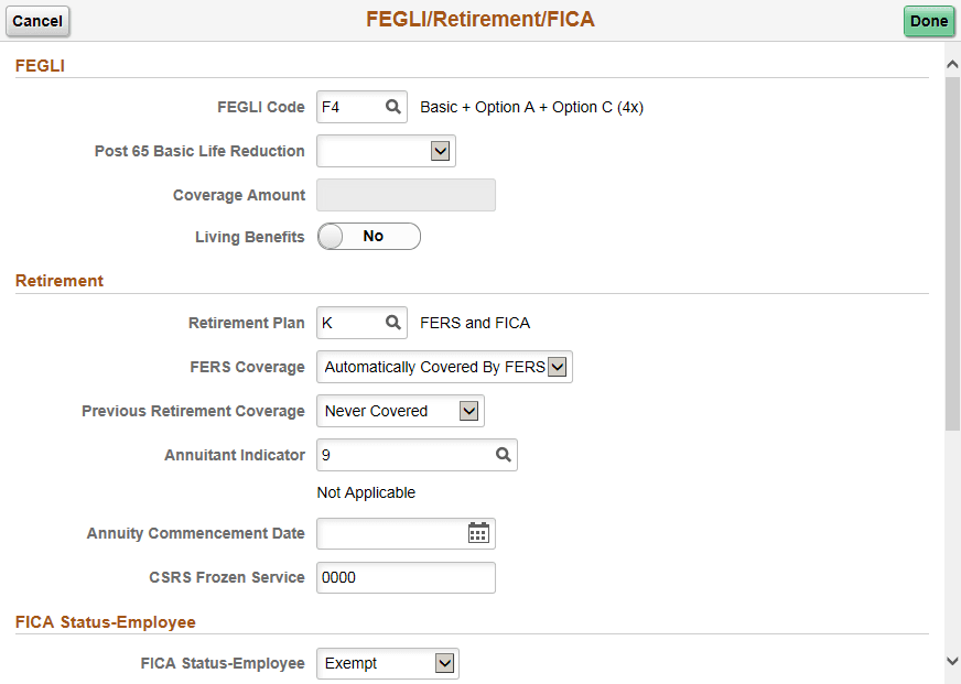 FEGLI/Retirement/FICA page (1 of 2)