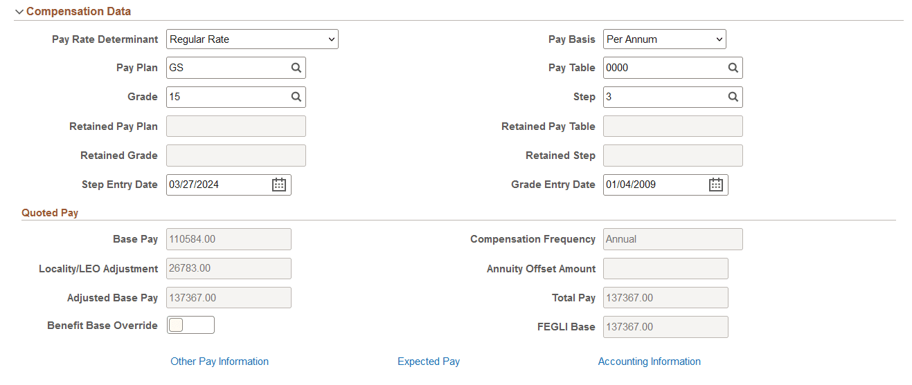Request Data - Job Related Data page (3 of 3)