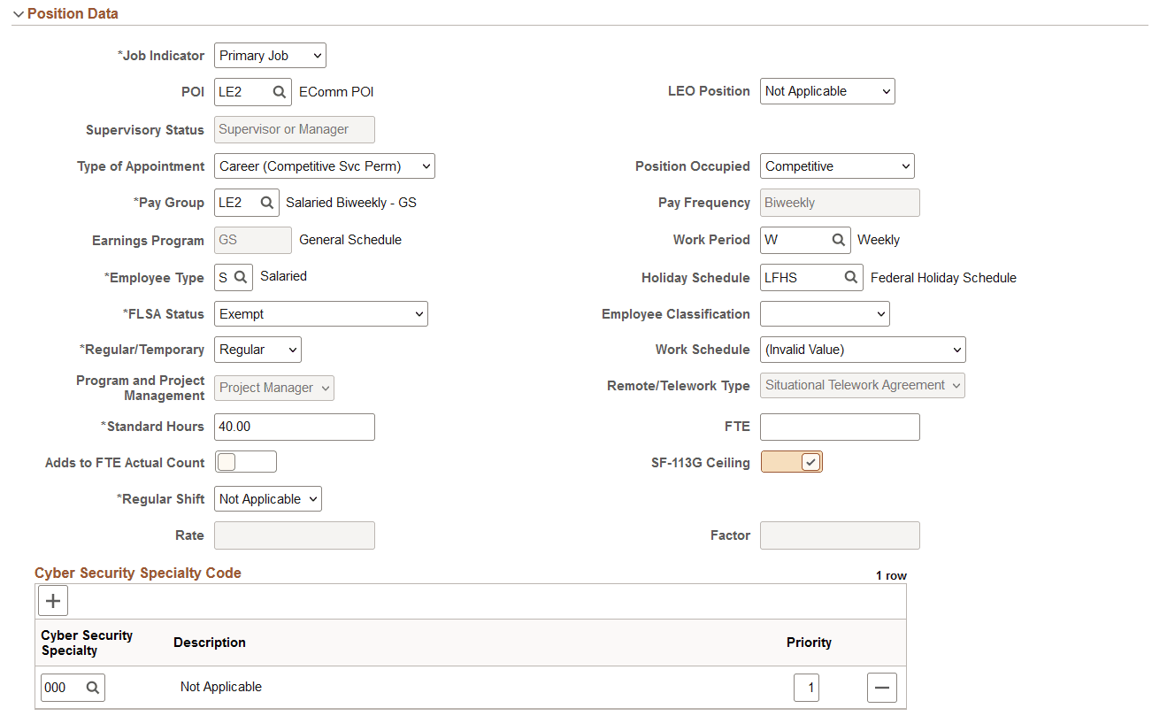 Request Data - Job Related Data page (2 of 3)