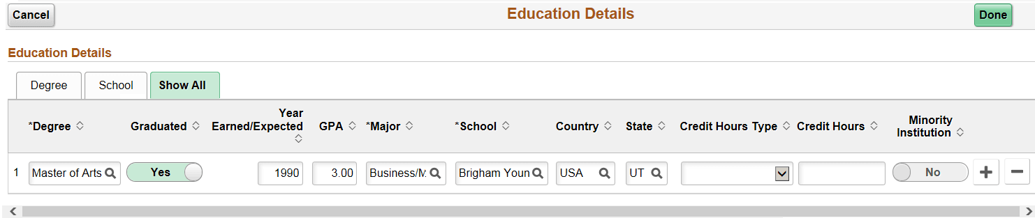 Educational Details page