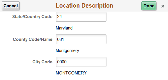 Location Description page
