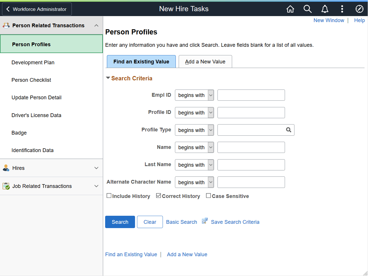 (Tablet) New Hire Tasks application start page