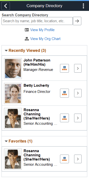 (Smartphone) Company Directory landing page