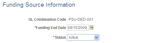 Funding Source Information page