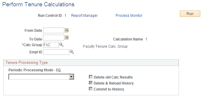 Perform Tenure Calculations page