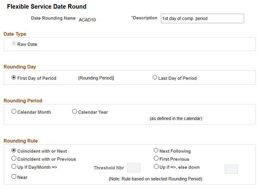 Flexible Service Date Round page