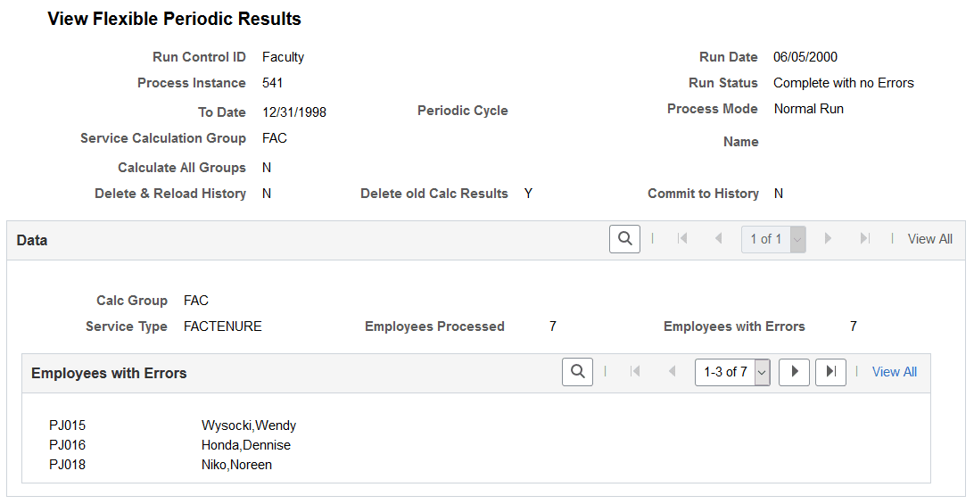 View Flexible Periodic Results page