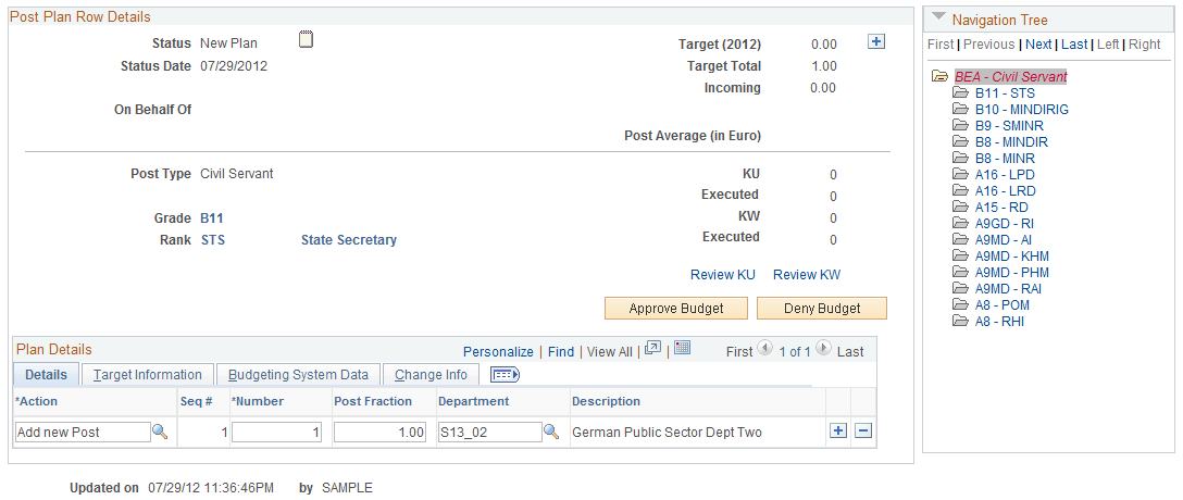 Post Management - Modify Copied Plan page (2 of 2)