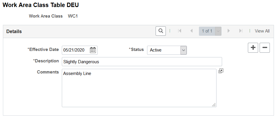Work Area Class Table DEU page
