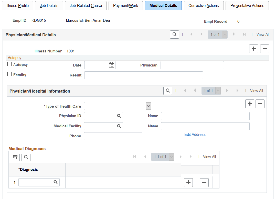 Medical Details page